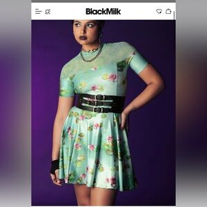 Blackmilk Sanity Check sheer splice evil tee dress - small